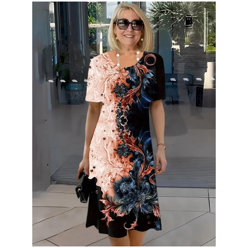 Casual Loose Dress with 3D Flowers