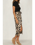 Women's Leopard Summer Print Slit Skirt
