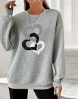 Heart Print Long-Sleeved Sweatshirt