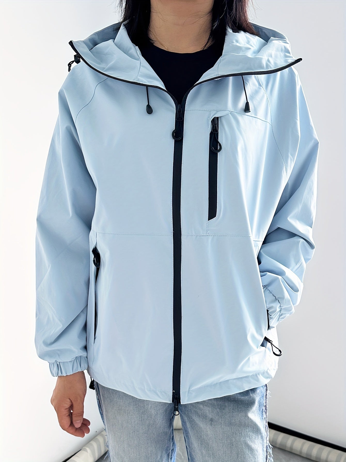 Casual Rain Jacket with Hood Women