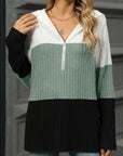 Color Block Hooded Long Sleeve T-Shirt