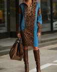 Leopard Print Contrast Fashion Dress