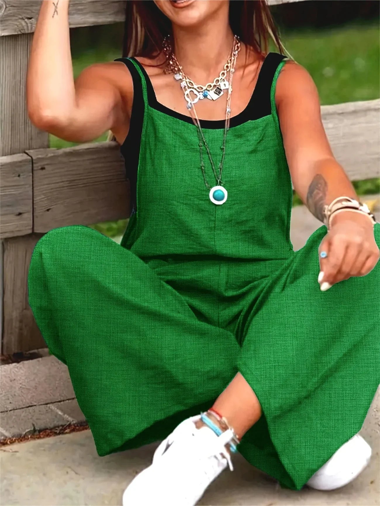 Casual Wide Leg Overalls With Pockets