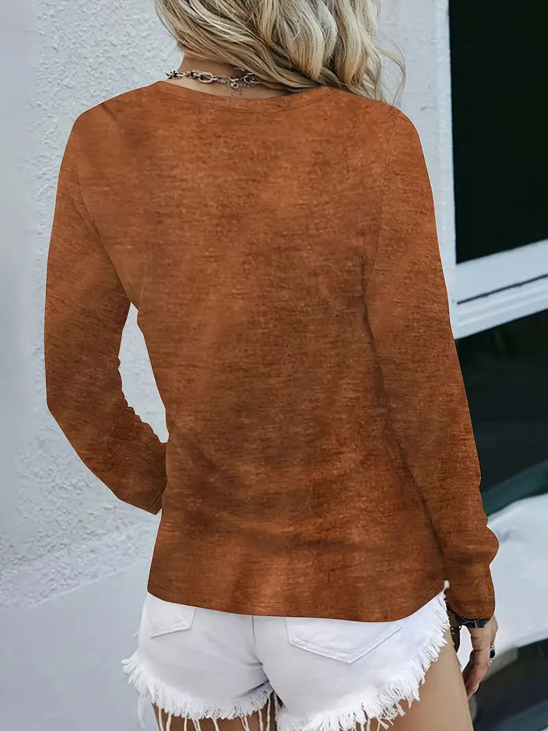Casual Round Neck Long Sleeve Top