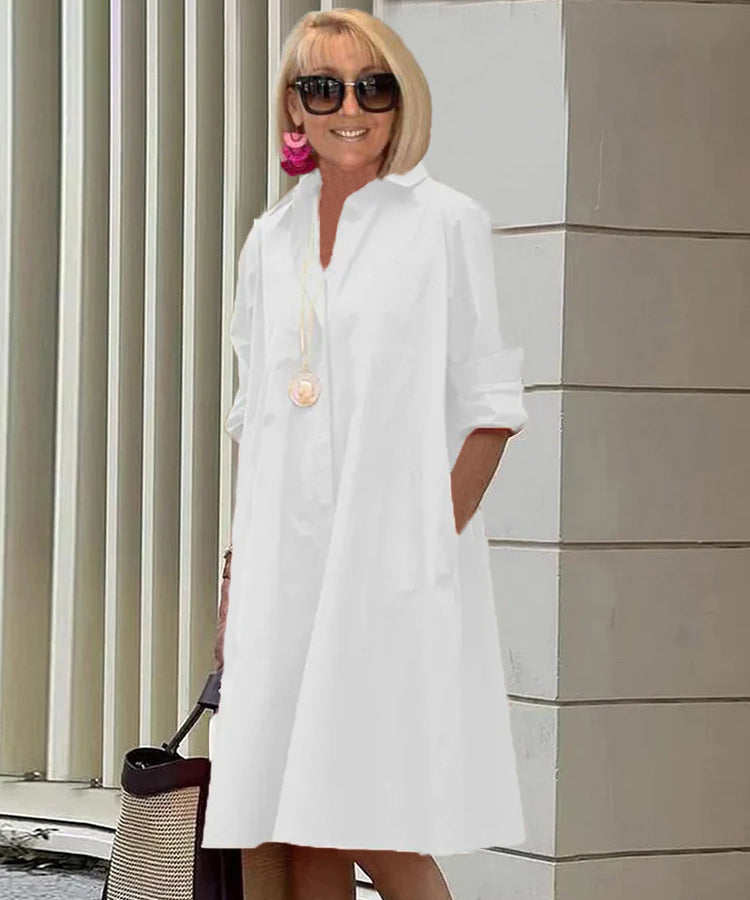 Long Sleeve Pocket Mid-Length Dress