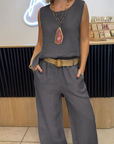 V-Neck Pants Suit Two-Piece Set