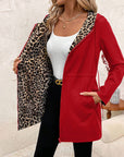 Hooded Reversible Leopard Print Coat