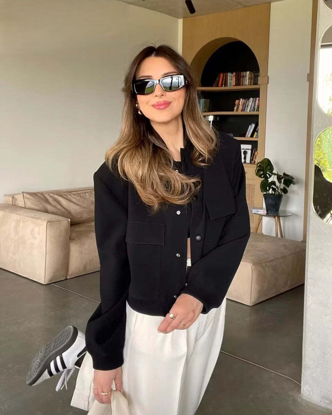 Crop Long Sleeve Bomber Jacket
