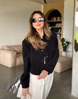 Crop Long Sleeve Bomber Jacket