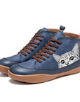 Leather Boots with Cat Design