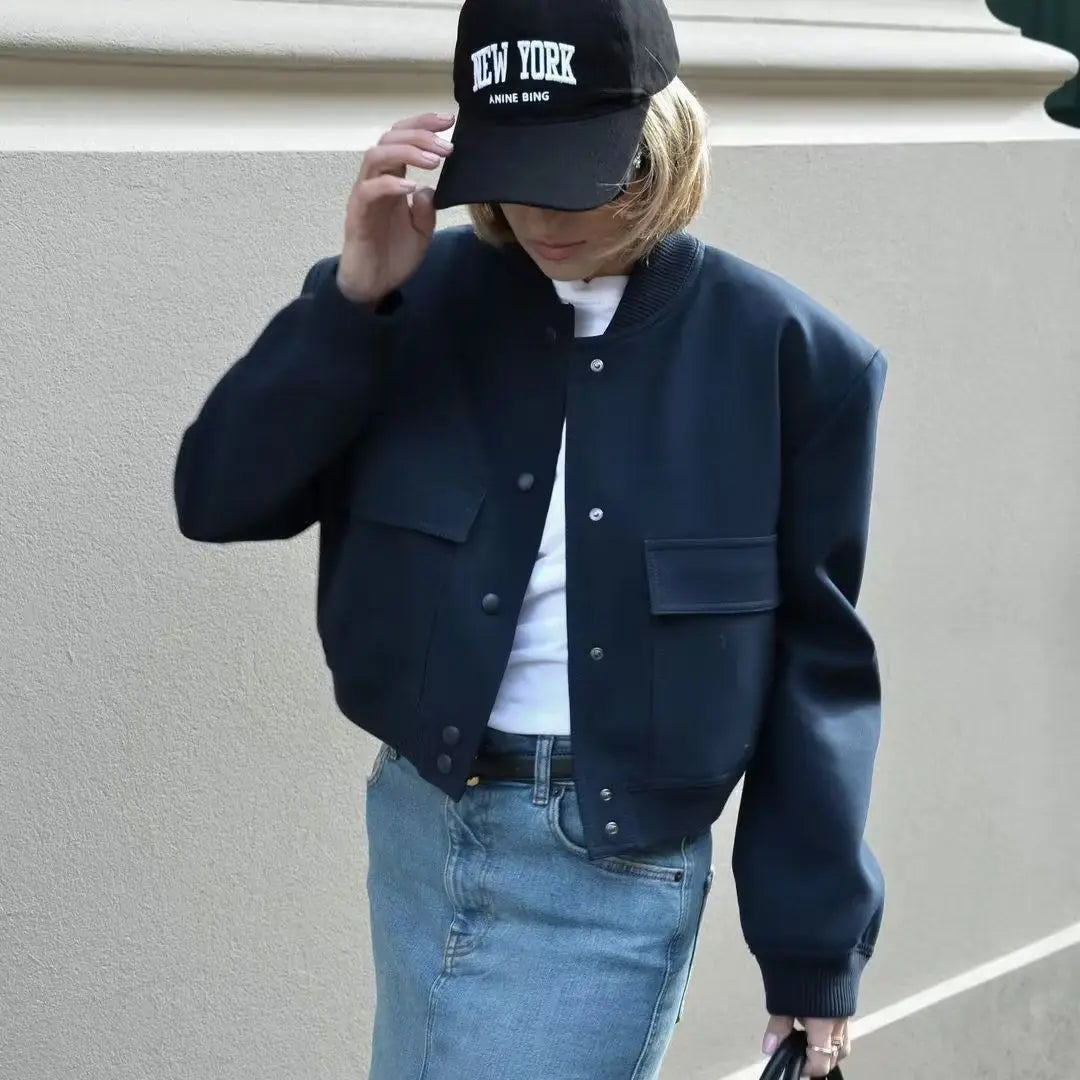 Crop Long Sleeve Bomber Jacket