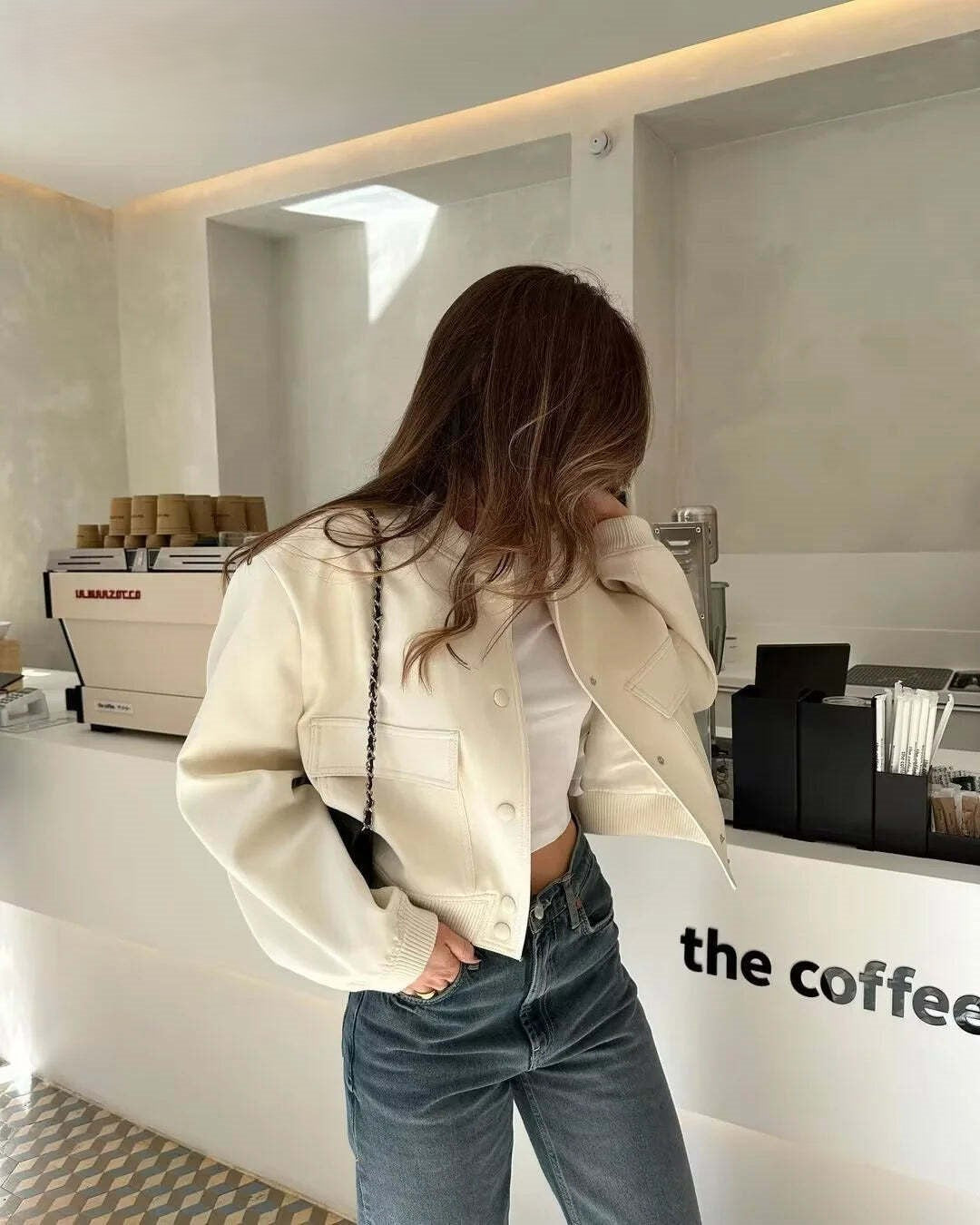 Crop Long Sleeve Bomber Jacket