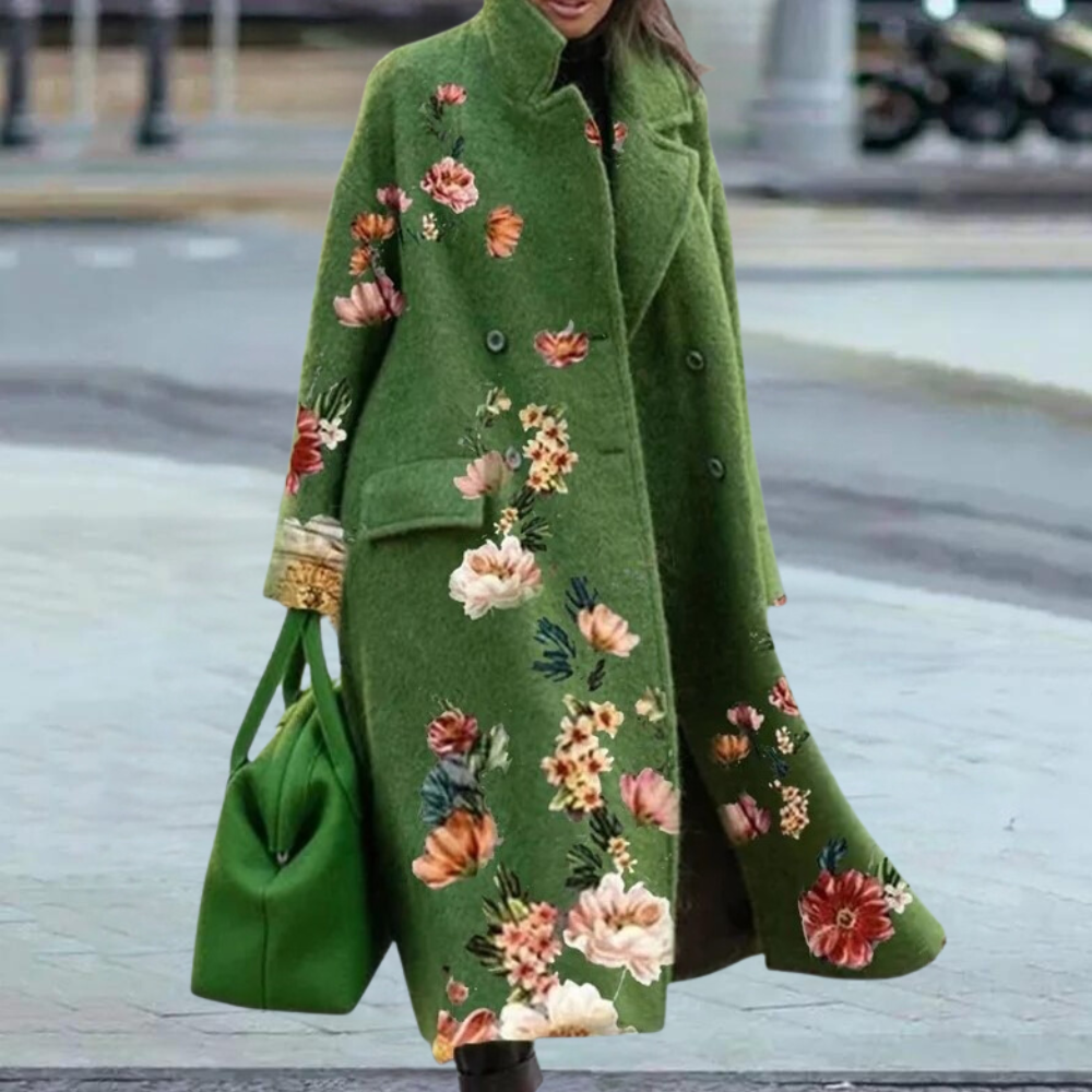 Multicoloured Floral Overcoat for Women