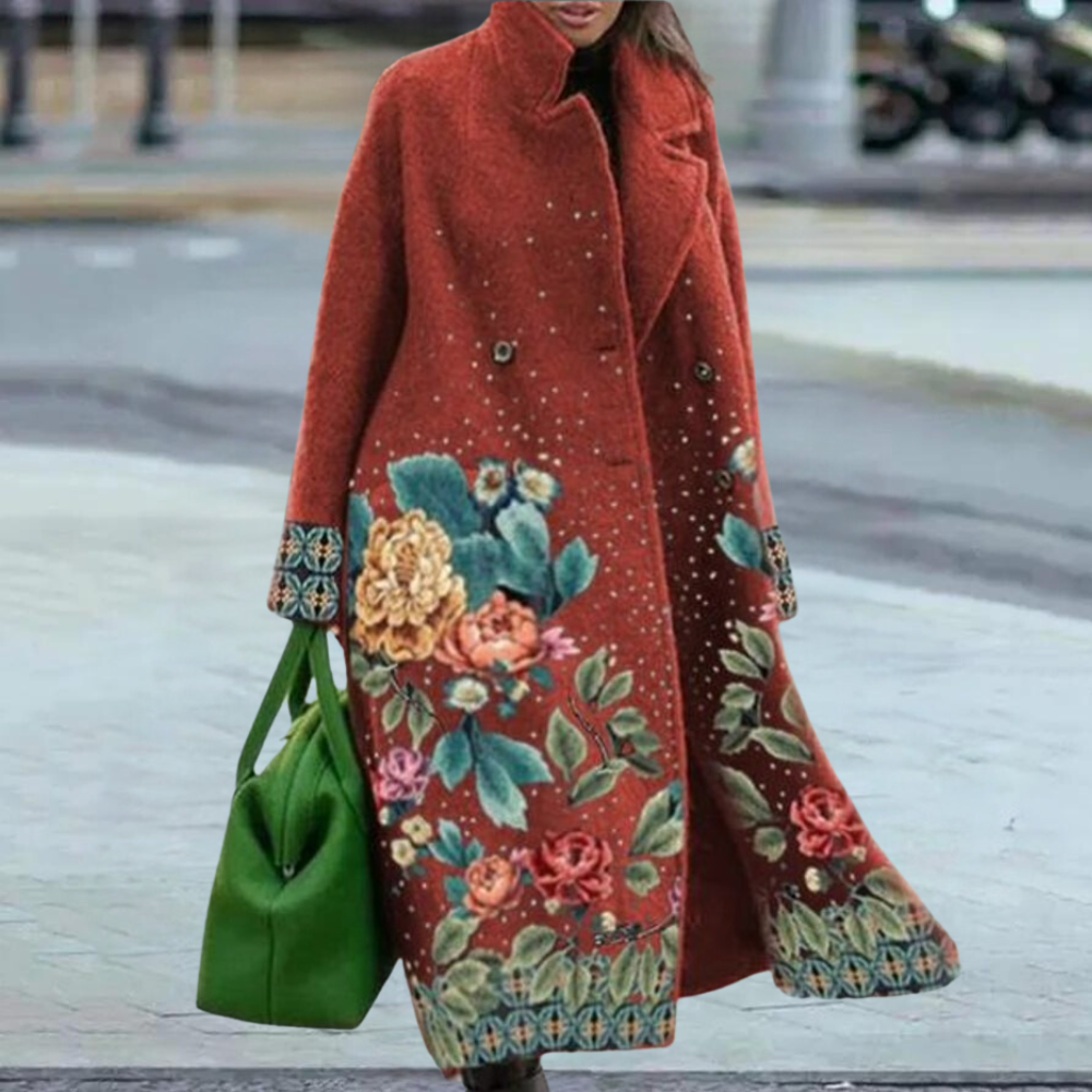 Multicoloured Floral Overcoat for Women
