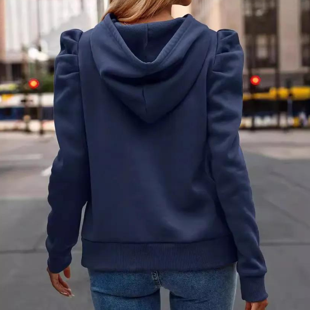 Puff Sleeve Hooded Sweater for Women