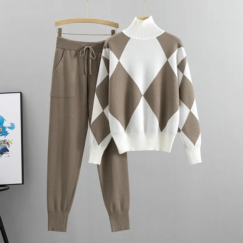 Stylish Ribbed Knit Matching Set