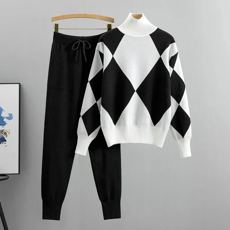 Stylish Ribbed Knit Matching Set