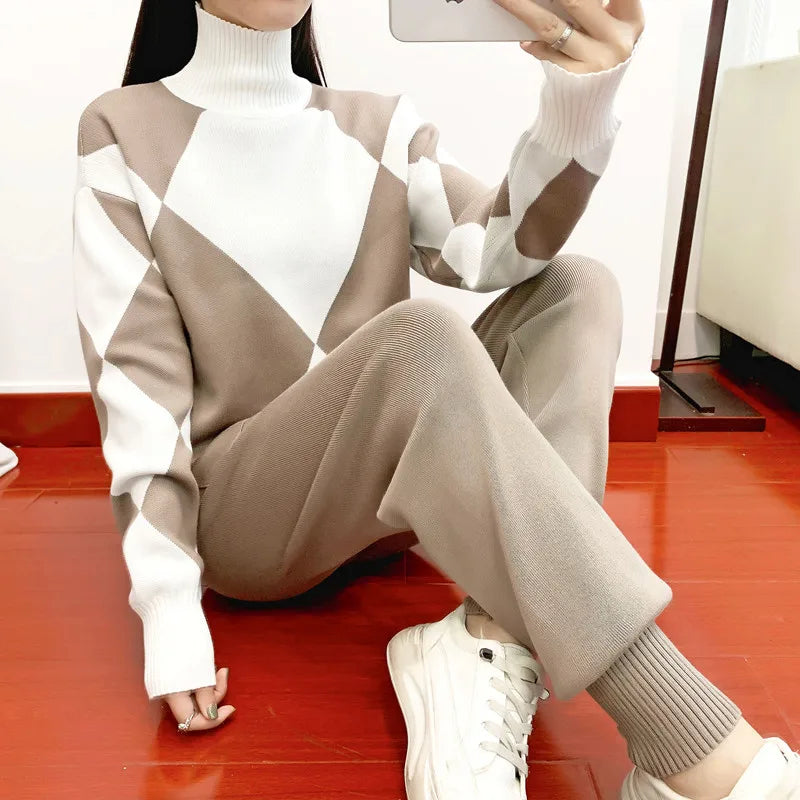 Stylish Ribbed Knit Matching Set