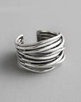 Adjustable Layered Sterling Silver Ring