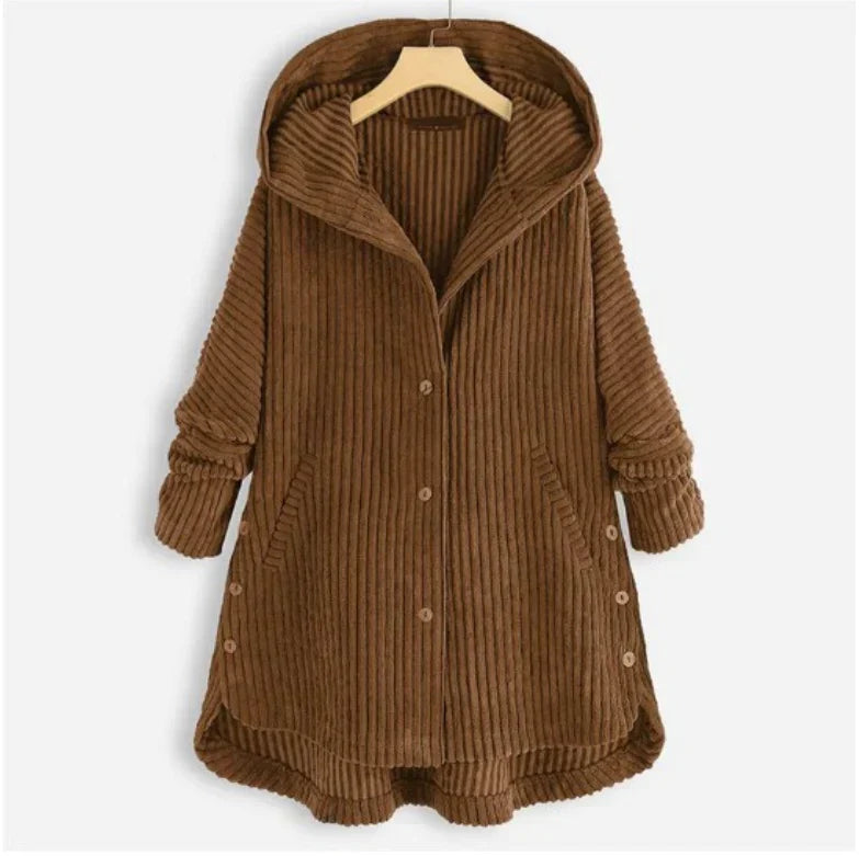 Ribbed Hooded Winter Coat for Women