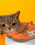 Leather Boots with Cat Design