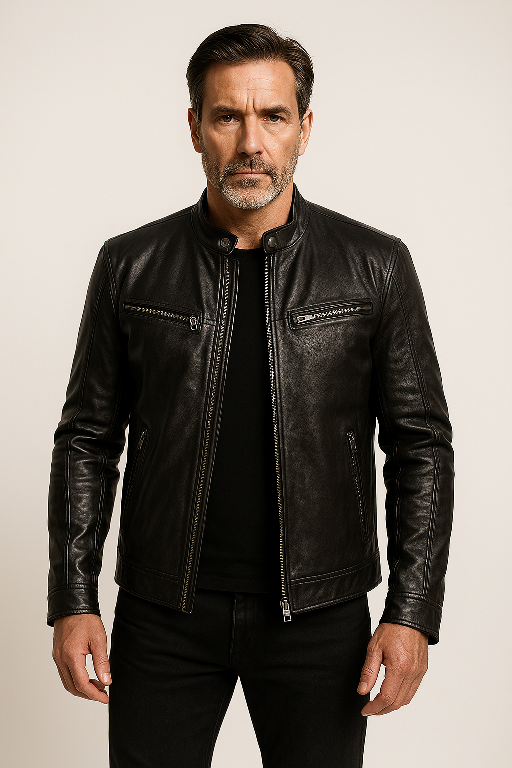 Vintage Look Casual Leather Coat