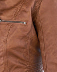 Waterproof Women's Leather Jacket with Hood