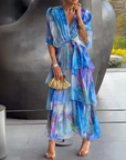Glamorous V-Neck Maxi Dress For Women