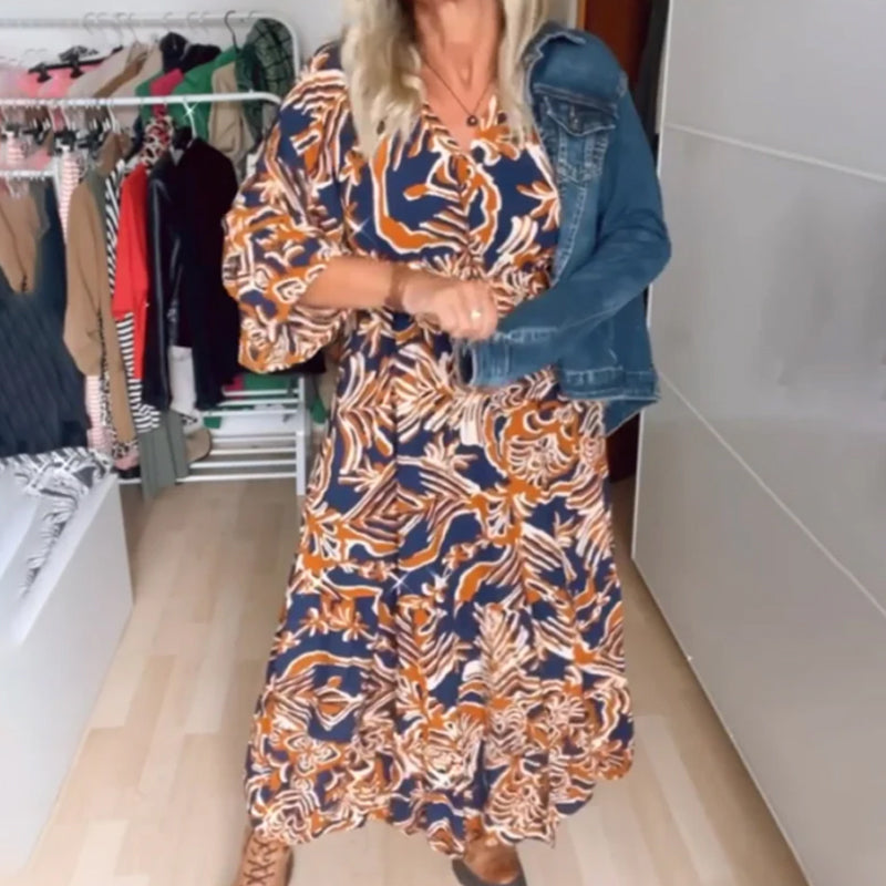 Flowy Printed C with V-Neckline