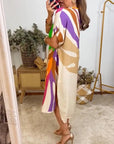 Colorful leaf print casual dress