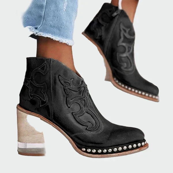 Elegant Embroidered Leather Boots
