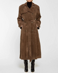 Vintage Style Suede Wrap Trench Coat