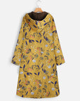 Floral Print Winter Coat with Hood for Women