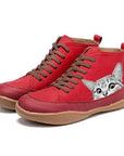 Leather Boots with Cat Design