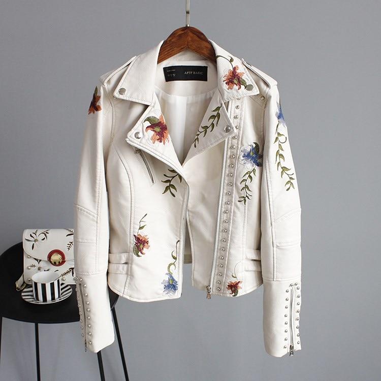 Stylish Embroidered Leather Jacket