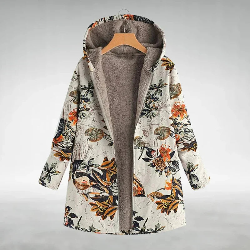 Stylish Fleece Jacket with Floral Pattern