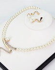 Natural Pearl Necklace + Earring Set
