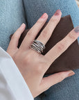 Adjustable Layered Sterling Silver Ring