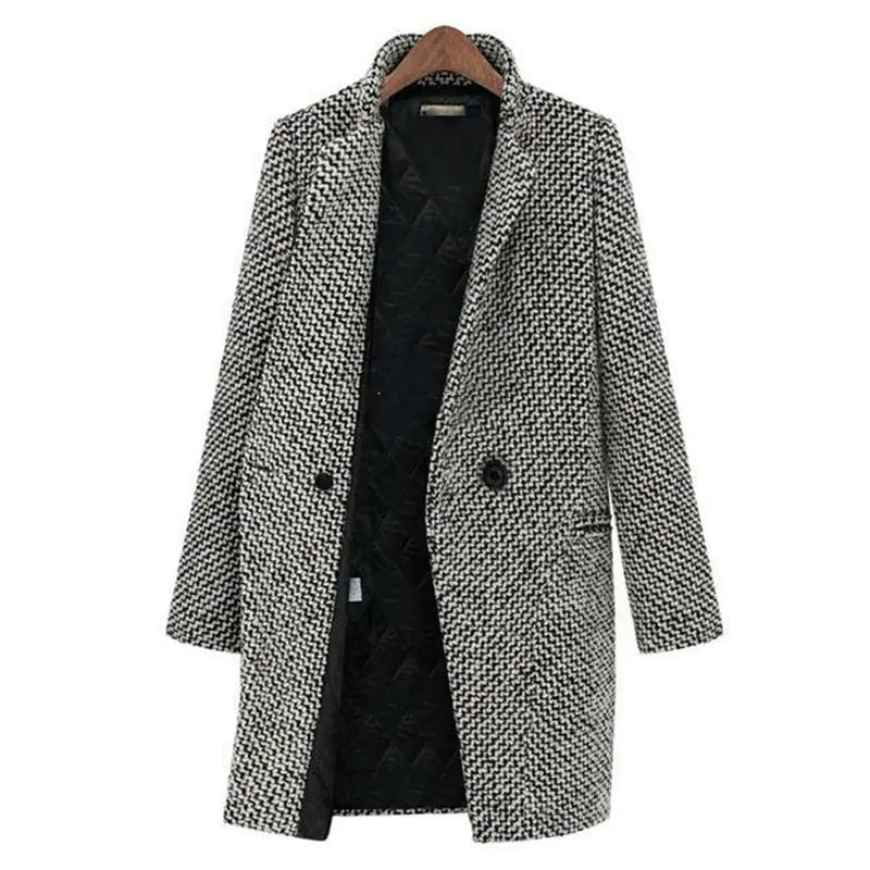 Full-Length Wool Coat with Lapels