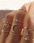Bohemian Silver & Gold Rings Set