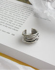 Adjustable Layered Sterling Silver Ring