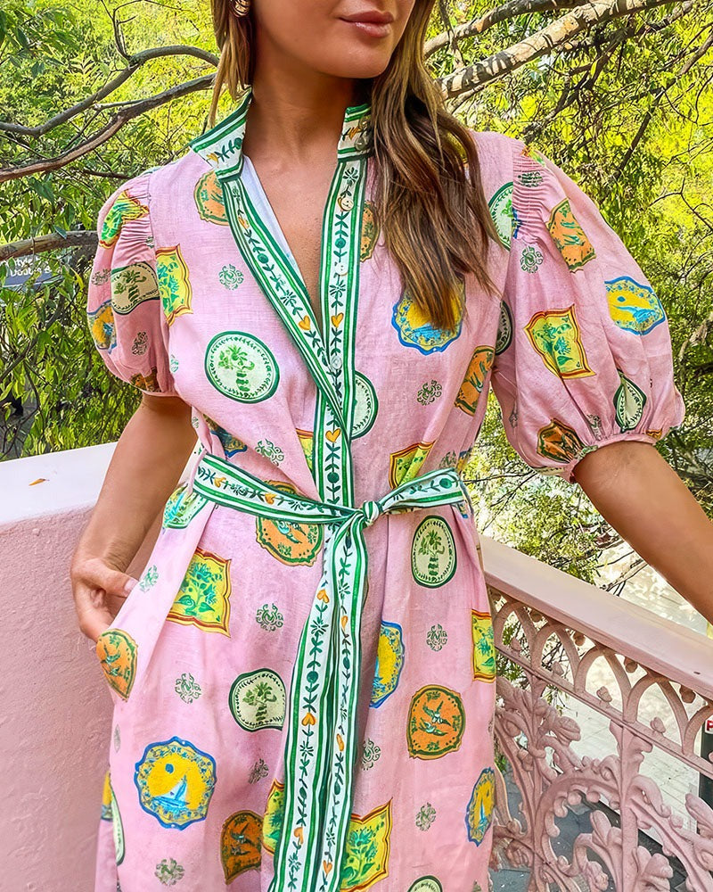 Flowing Puff Sleeve Maxi Dress
