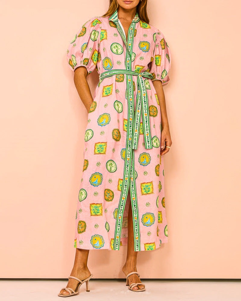Flowing Puff Sleeve Maxi Dress