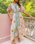 Flowing Puff Sleeve Maxi Dress