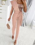 Luxury Jumpsuit with Belt for Women