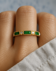 Green Inlaid Zirconia Gold Ring