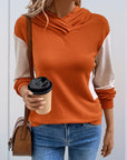 Hooded Contrast Color Long Sleeve Sweater