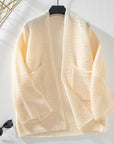 Women's Long V Neck Solid Color Cardigan