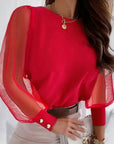 Petal Sleeve Round Neck Blouse