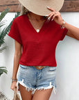 Casual V-neck Short Sleeve Top
